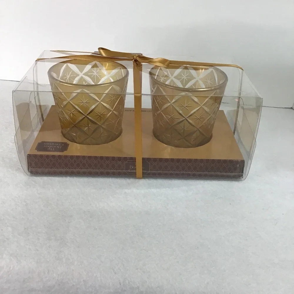 The‎ Bombay Company Set Of Gold Star Etched Tea Light Candle Holders